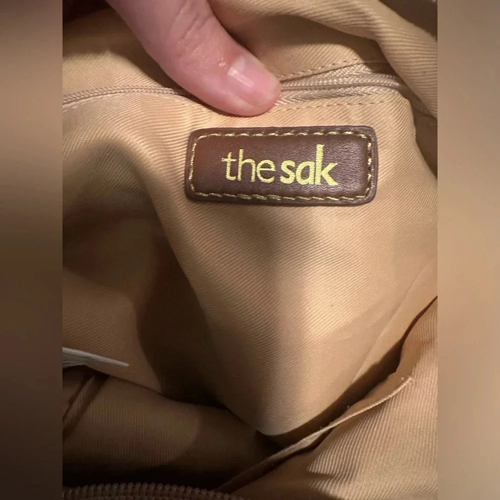 The Sak Y2K 90s Knit Crochet w/ Woven Ribbons Tan & Rainbow Purse. - Picture 2 of 10